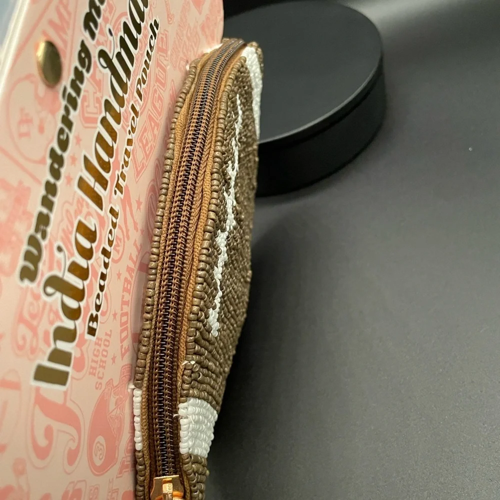 BRAND NEW Viral Wandering Moon Football Beaded Pouch Coin Purse - Picture 4 of 5